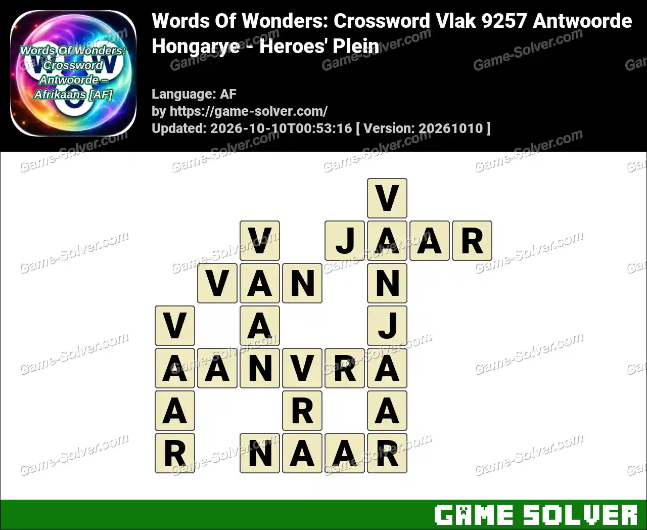 Words Of Wonders: Crossword Vlak 9257 Antwoorde – Hongarye – Heroes’ Plein